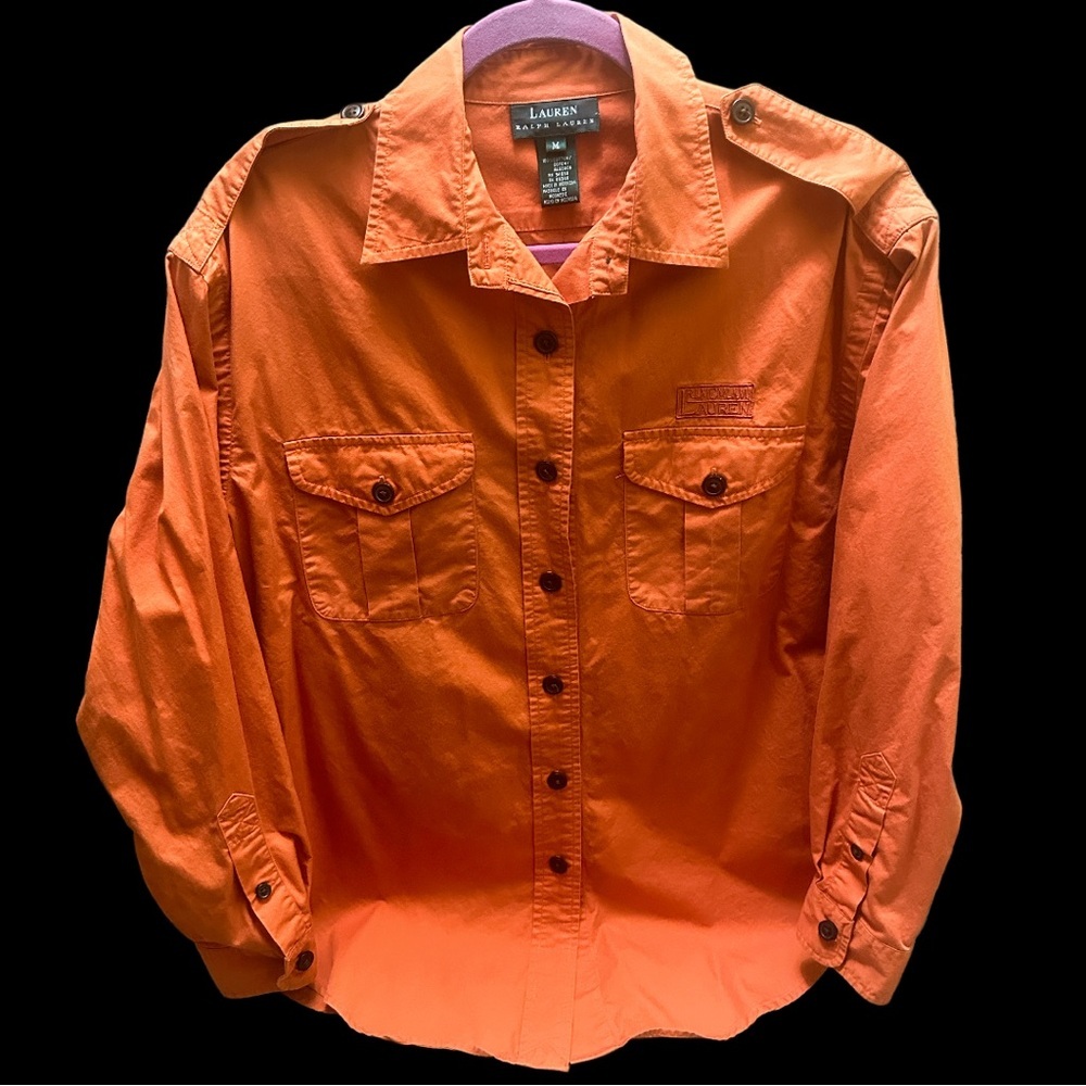 Lauren Ralph Lauren Orange Button-Up Shirt Size M